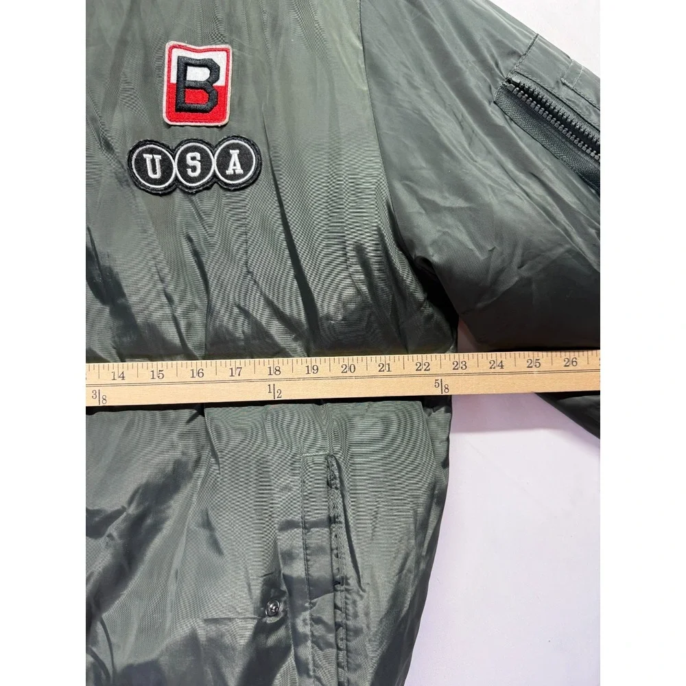 Original Deluxe Flight Bomber Jacket Mens Medium Olive Green Patch Logo Full Zip